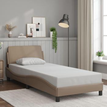 Cama con cabecero de cuero sintético cappuccino 80x200 cm