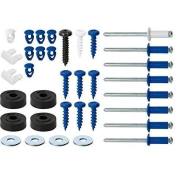 Cora 000116012 Kit de fijación completo para placas de matrícula con 8 Remaches, 8 tornillos, 8 pernos, 8 tuercas, 4 tornillos, 2 tapones, Negro