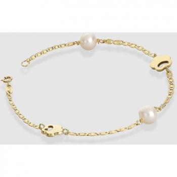 Pulsera de niña El Corte Inglés de oro con perla natural y elegante