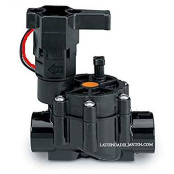 Electroválvula de riego 3/4 9V LFV bajo caudal Rain Bird, uso con programadores a batería 9V, incluye solenoide y rosca hembra, diseñada para caudal bajo (