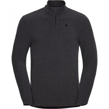 Odlo - Midlayer 1/2 Zip Roy para Hombre, Gris Pizarra con Rayas Negras, Talla L