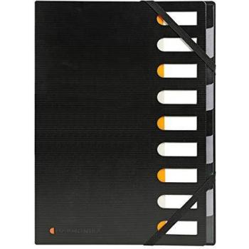 Exacompta 55334E - Clasificador tapa dura harmonika exactive lomo extensible 9 compartimentos, negro