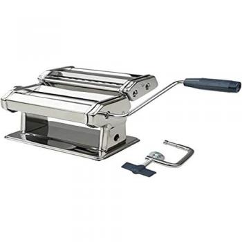 FACKELMANN Máquina para Pasta Fresca Manual - Procesador Manual de alimentos para hacer espaguetis, ravioli, lasaña, en acero inoxidable con mango de plástico, 21x19,8x15,8cm,