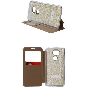German Tech BQ Aquaris V - Funda Carcasa Tipo Libro con función Soporte sin Solapa, Color Dorado