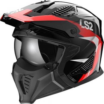 Casco LS2 OF606 Drifter Triality Rojo Negro Plata (Tamaño L)