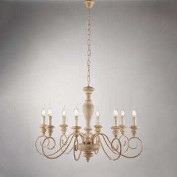 Araña Shabby Chic Cascina Blanco Tortora Vintage 8 Luces E14