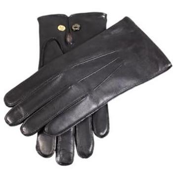 Dents Men's Black Wool Lined Leather Officer Gloves Size 9