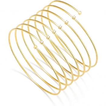 Pulsera Tuscany de Plata Dorada Secrecy - Pulsera Mujer 7 Vueltas con 6cz en Oro de Plata y Titanio Blanco