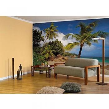Komar 8z885368x 254cmseychelles praslin playa scenic papel pintado dezazul pack de 8