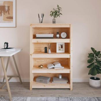 Estantería de madera maciza de pino 80x35x126 cm en colores Natural, Blanco, Gris y Marrón para oficina, estudio y dormitorio - mueble de almacenaje y librería