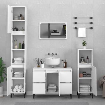 Juego de muebles de baño 3 piezas madera contrachapada blanco