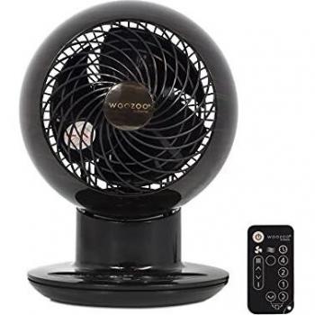 Ventilador de Mesa Woozoo Iris Ohyama, 30m², Silencioso, Oscilante, 5 Velocidades, Mando a Distancia, Aspecto Madera/Negro