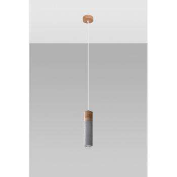 Lámpara colgante Zane Slim Madera, hormigón Madera gris, natural 1 bombilla 120cm