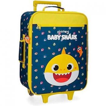 Baby Shark My Good Friend Maleta de cabina Azul 35x50x16 cms Blanda Poliéster 25L 1,8Kgs 2 Ruedas Equipaje de Mano