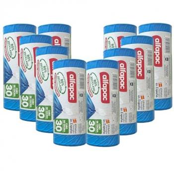 Bolsas de Basura Autocierre 30L Ultra Resistentes Triple Capa 80% Recicladas - 10 Rollos de 15 Bolsas (150 Bolsas)