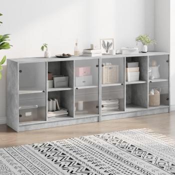 Estantería con puertas de madera de ingeniería 204x37x75 cm en colores Blanco, Negro y Roble Sonoma - Mueble de Almacenaje para Oficina, Estudio y Dormitorio
