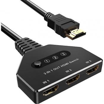 Conmutador HDMI 4K 3 en 1 para Xbox, PS4, Roku y HDTV - Compatible con múltiples dispositivos