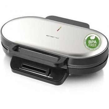 Gofrera Doble Emerio WM-123356 1200W, Anti-adherente, Sin BPA, Regulador de Temperatura, Color Negro