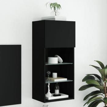 Mueble TV con luces LED negro 40,5x30x90 cm
