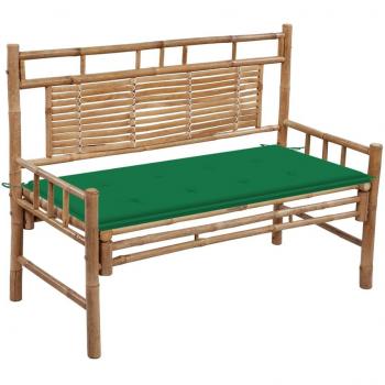 Banco de jardín con cojín de bambú 120 cm