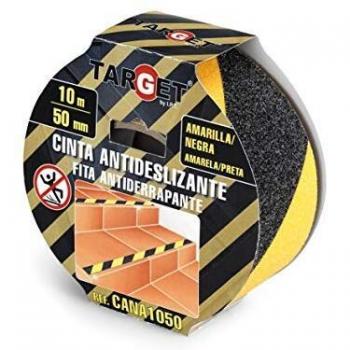 Cinta Antideslizante - TARGET - Amarilla y Negra - 10 Metros x 50 Milímetros - Adhesiva - Cinta de seguridad - Anti caídas - Suelo - Escaleras - CANA1050