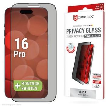 Vidrio Templado Privacy Full Cover DISPLEX para iPhone 16 Pro, Protección Antirrayaduras y Antigolpes