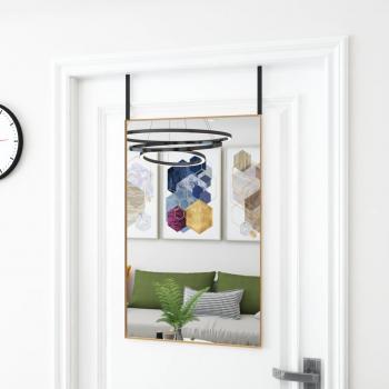 Espejo de Puerta Cristal y Aluminio Pared Interior Salón Tocador Color Dorado 50x80 cm