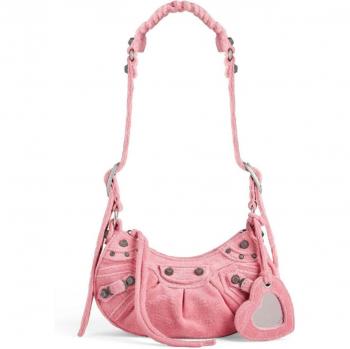 Balenciaga Women's Le Cagole XS Leather Shoulder Bag in Pink | Size UNI | 6713092AAFO5812