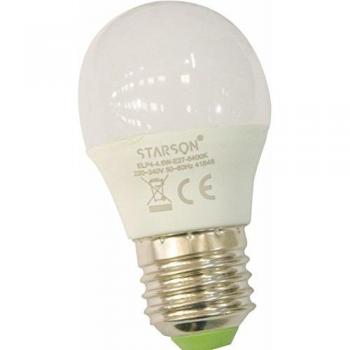 Starson Bombilla Iluminación Esférica 6400k E27, Blanco