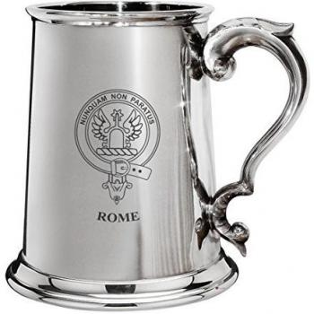 Rome Family Crest Polished Pewter 1 Pint Tankard with Scroll handle