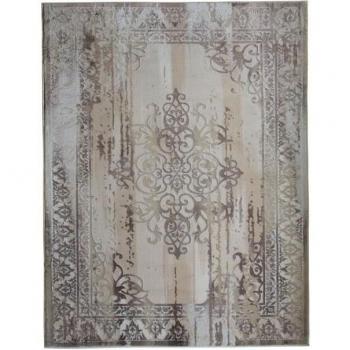 Alfombra gráfica efecto medallón beige 120 x 170 cm