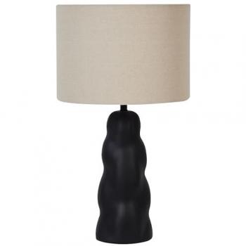 Lámpara de mesa moderna minimalista de cerámica negra con pantalla beige 51 cm Vilar