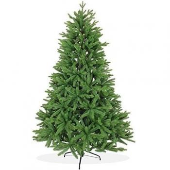Árbol de Navidad artificial de 210 cm, 2,1 m de alta calidad, tipo abeto de Nordmann / del Cáucaso/boreal, puntas y hojas de pino moldeadas por inyección perfecta de polietileno, sistema de apertura plegable, en color verde, incl. soporte de meta