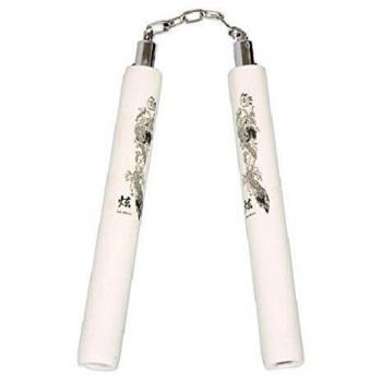 Espuma Goma seguridad Entrenamiento Nunchakus - Blanco dragón cadena