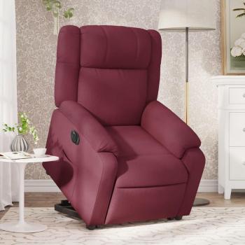 Sillón eléctrico reclinable elevable de tela rojo tinto Vidaxl