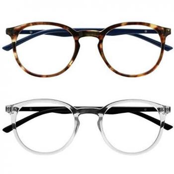 Opulize Met Pack 2 Bloqueo Luz Azul Gafas De Lectura Computadora Juego De Azar Marrón Carey Claro Hombres Mujeres BB60-2C +2,50