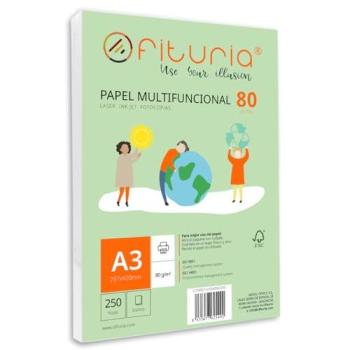 Paquete de Folios A3 80gr - 250 Hojas Blancas, Papel Multifuncional para Impresoras y Fotocopiadoras