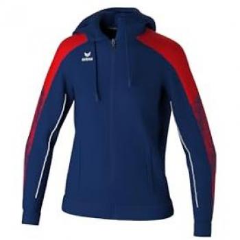 Erima Women's Evo Star Hooded Training Jacket - New Navy/Red, Size 44
