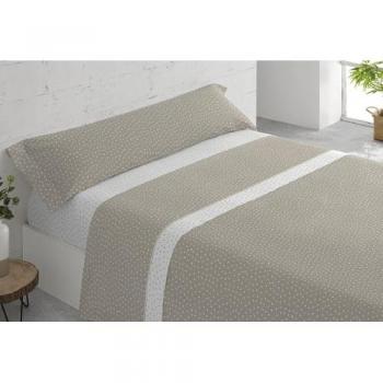 Juego de Sábanas 3 Piezas Lunares Beige - Estampadas, Tacto Extra Suave, Ideal para Verano e Invierno - Incluye Sábana Bajera, Sábana Encimera y Funda de