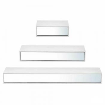 Estantes de madera MDF con espejo, set de 3 piezas (4 unidades)