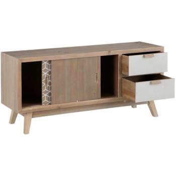 Mueble de TV KENSY 120 x 34 x 54,5 cm Natural Madera Blanco