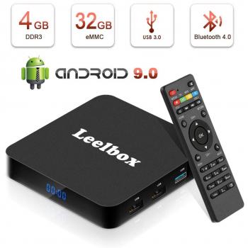 TV Box Android 8.1, Android Box con Mando Inteligente, Leelbox Q4 RK3328 Quad Core 64 bit 4 GB RAM 32 GB ROM Smart TV Box, 2.4G Wi-Fi, HDMI, Box TV UHD 4K TV