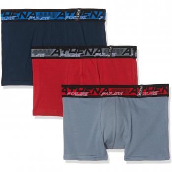 ATHENA Pulse Bañador, (Marine Rouge Gris 1910), Medium (Talla del Fabricante: 3) (Pack de 3 para Hombre