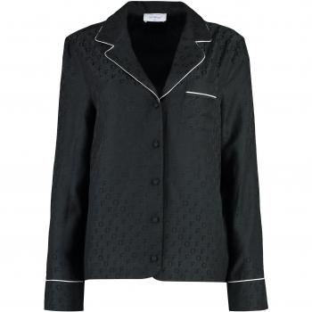 Off-White Women's Silk Blend Pajama Shirt in Black | Size S | OWGE016F23FAB002 Color 1010