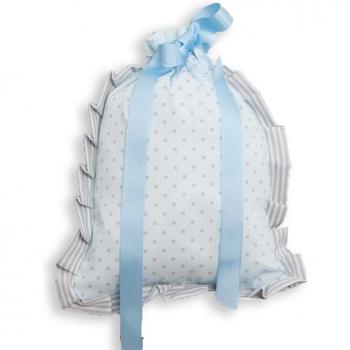 Bolsa Merienda Dots Azul - Bolsa para merienda, diseño de puntos, color azul, fabricada en material resistente y fácil de limpiar, con cierre seguro y espacio suficiente para snacks y bebidas