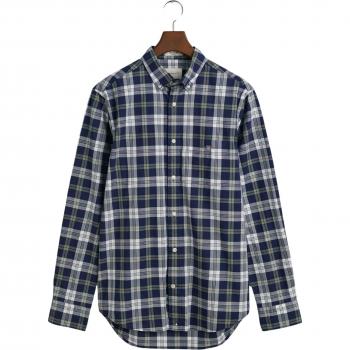 Gant Classic Poplin Check Shirt - Regular Fit, Long Sleeve, Blue, XL