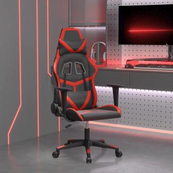 Silla Gaming de Masaje Cuero Sintético Negro y Rojo