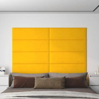 Paneles de pared 12 piezas Terciopelo Amarillo 90x30 cm 3,24 m²