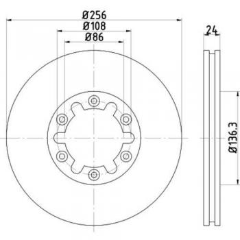 Disco de freno ventilado HELLA 8DD 355 111-731 para FORD Ranger Mk2 y MAZDA Serie B Pick-up