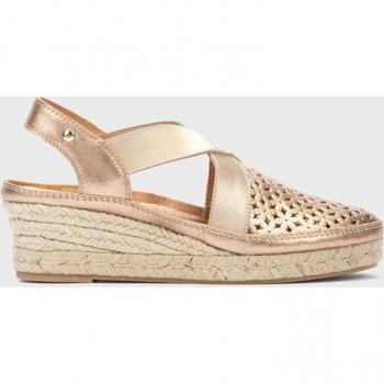 Sandalias de cuña de mujer Pikolinos BENIDORM W4A de piel con elástico en color oro